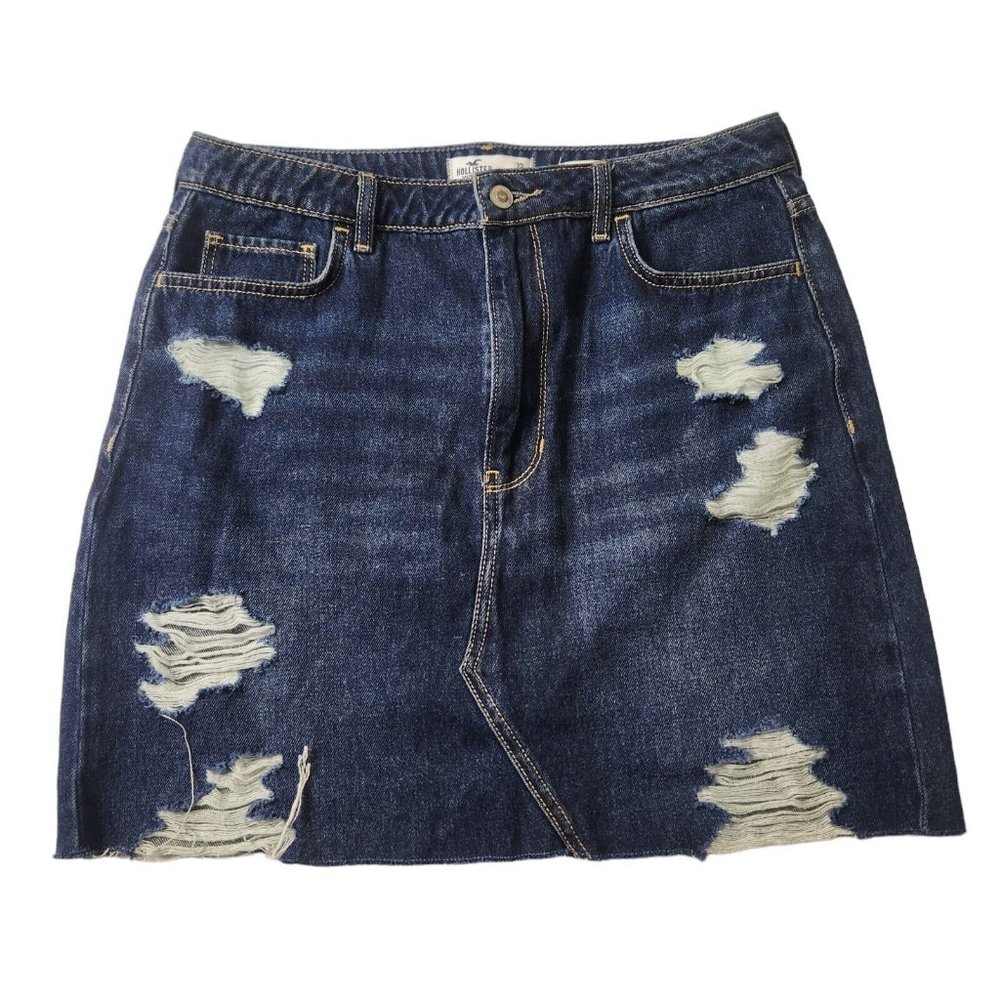 Hollister Denim Mini Skirt Women’s Size 13 Ultra High Rise Distressed